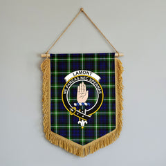 Lamont Modern Tartan Crest Wall Hanging Banner - Wood Pole