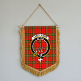 Langlands Tartan Crest Wall Hanging Banner - Wood Pole