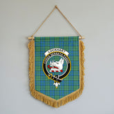 Lockhart Tartan Crest Wall Hanging Banner - Wood Pole