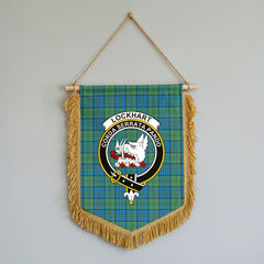 Lockhart Tartan Crest Wall Hanging Banner - Wood Pole