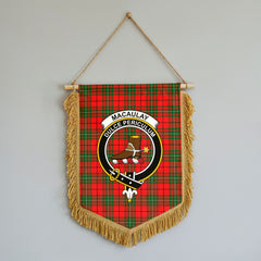 MacAulay Modern Tartan Crest Wall Hanging Banner - Wood Pole