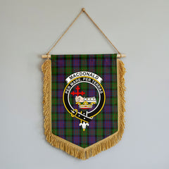 MacDonald Tartan Crest Wall Hanging Banner - Wood Pole