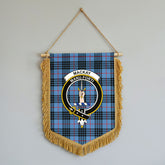 MacKay Blue Tartan Crest Wall Hanging Banner - Wood Pole