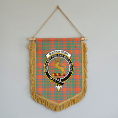 MacKintosh Ancient Tartan Crest Wall Hanging Banner - Wood Pole