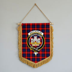 MacLachlan Modern Tartan Crest Wall Hanging Banner - Wood Pole