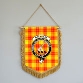 MacMillan Clan Tartan Crest Wall Hanging Banner - Wood Pole