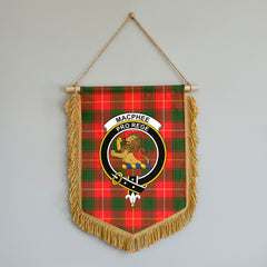 MacPhee Modern Tartan Crest Wall Hanging Banner - Wood Pole