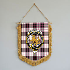 MacPherson Hunting Modern Tartan Crest Wall Hanging Banner - Wood Pole