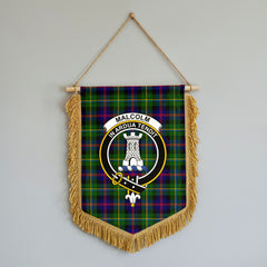 Malcolm (or MacCallum) Tartan Crest Wall Hanging Banner - Wood Pole