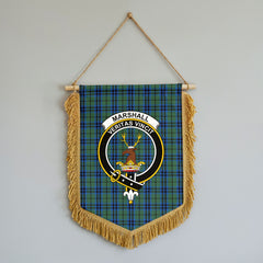 Marshall Tartan Crest Wall Hanging Banner - Wood Pole