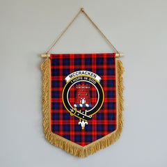 McCracken Tartan Crest Wall Hanging Banner - Wood Pole