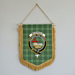 McDonald Lord of the Isles Hunting Tartan Crest Wall Hanging Banner - Wood Pole