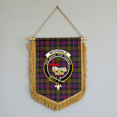 McDonald Modern Tartan Crest Wall Hanging Banner - Wood Pole