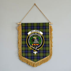 McLaren Modern Tartan Crest Wall Hanging Banner - Wood Pole