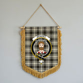 Menzies Black - White Ancient Tartan Crest Wall Hanging Banner - Wood Pole