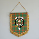 Menzies Green Ancient Tartan Crest Wall Hanging Banner - Wood Pole