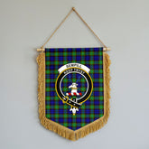 Sempill Modern Tartan Crest Wall Hanging Banner - Wood Pole
