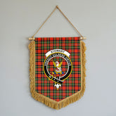Stewart Royal Modern Tartan Crest Wall Hanging Banner - Wood Pole