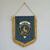 Strachan Tartan Crest Wall Hanging Banner - Wood Pole