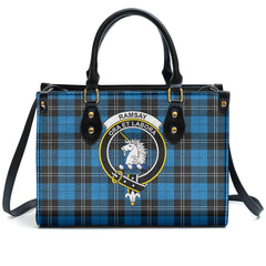 Ramsay Blue Ancient Tartan Crest Leather Handbag