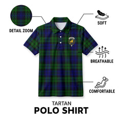 Campbell Modern Tartan Crest Birdseye Mesh Polo Shirt