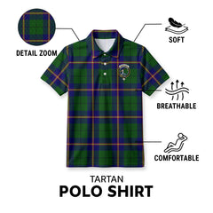 Carmichael Modern Tartan Crest Birdseye Mesh Polo Shirt