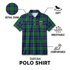 Graham of Menteith Modern Tartan Crest Birdseye Mesh Polo Shirt