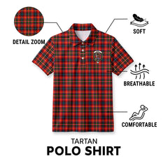 Innes Modern Tartan Crest Birdseye Mesh Polo Shirt