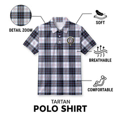 MacRae Dress Modern Tartan Crest Birdseye Mesh Polo Shirt