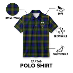 Muir Tartan Crest Birdseye Mesh Polo Shirt