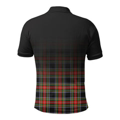 Stewart Black Tartan Crest Polo Shirt - Thistle Black Style