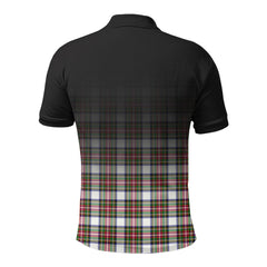 Stewart Dress Modern Tartan Crest Polo Shirt - Thistle Black Style