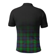 Stewart Old Modern Tartan Crest Polo Shirt - Thistle Black Style