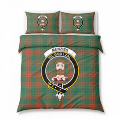 Menzies Green Ancient Tartan Crest Bedding Set