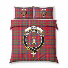 Shaw Red Modern Tartan Crest Bedding Set