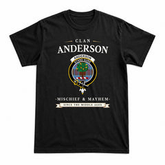 Anderson Modern Tartan Crest Mischief and Mayhem T-shirt