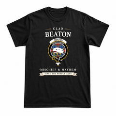 Beaton Modern Tartan Crest Mischief and Mayhem T-shirt