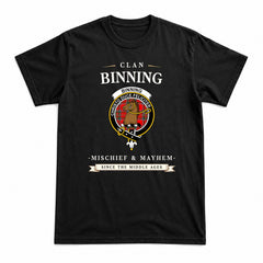 Binning (of Wallifoord) Tartan Crest Mischief and Mayhem T-shirt