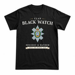 Black Watch Tartan Crest Mischief and Mayhem T-shirt