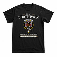Borthwick Ancient Tartan Crest Mischief and Mayhem T-shirt
