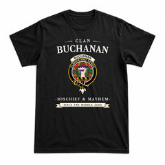 Buchanan Old Sett Tartan Crest Mischief and Mayhem T-shirt