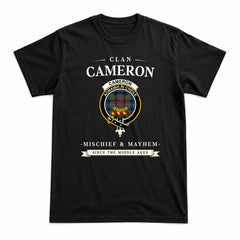 Cameron of Erracht Ancient Tartan Crest Mischief and Mayhem T-shirt