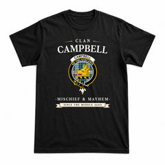 Campbell Dress Ancient Tartan Crest Mischief and Mayhem T-shirt