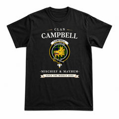 Campbell of Breadalbane Modern Tartan Crest Mischief and Mayhem T-shirt