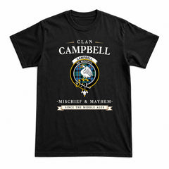 Campbell of Cawdor Ancient Tartan Crest Mischief and Mayhem T-shirt