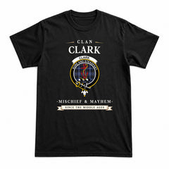 Clark Modern Tartan Crest Mischief and Mayhem T-shirt