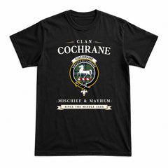 Cochrane Ancient Tartan Crest Mischief and Mayhem T-shirt