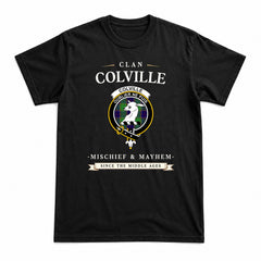 Colville Tartan Crest Mischief and Mayhem T-shirt