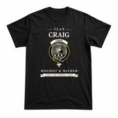 Craig Ancient Tartan Crest Mischief and Mayhem T-shirt