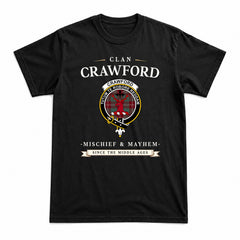 Crawford Modern Tartan Crest Mischief and Mayhem T-shirt